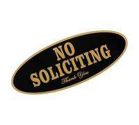 Self Adhesive Acrylic No Soliciting Door Sign for Home Offices | Golden Finish, Bold Printed Lettering, Privacy Deterrent for Walls and Wood Doors, Apartment Entry
