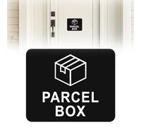 Self-Adhesive Acrylic Parcel Box Sign, 11cm x 9cm, Black - Safe Drop-Off for Deliveries & Packages, Secure Postage Solution