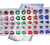 Self Adhesive Acrylic Rhinestones Plastic Face Gems Stick On Body Jewels for DIY Cards and Invitations Crafts Bling Sticker - 5 Sheets - 250PCS (8mm Assorted Colors & Shapes)