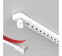 Self-Adhesive ain Track - No Drill Flexible Ceiling/Wall Mount Rail for Closets Showers - Easy Install 135cm/4.4ft White - Perfect for Home Décor