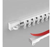 Self-Adhesive ain Track - No Drill Flexible Ceiling/Wall Mount Rail for Closets Showers - Easy Install 135cm/4.4ft (White) - Perfect for Home Décor