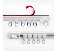Self-Adhesive Aluminum Ceiling Track System for Curtains - 70cm/2.29FT Wall-Mounted Single Track with Mute Rollers No Drilling Required Easy Installation