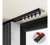 Self-Adhesive Aluminum Sliding ain Track - 5.6ft No Drill Ceiling Mount Set for Closets Room Dividers & Slish Home Decor at Black Rail