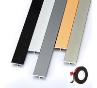 Self-Adhesive Aluminum Transition Strip - Black Doorway Profile for Flooring Transition - Durable, Scratch-Resistant, 3 Pieces (3x35.4in) - Ideal for Smooth Edges
