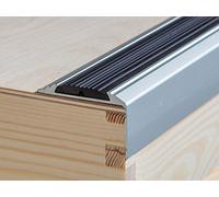 SELF-Adhesive ANODISED Aluminium Anti Non Slip Stair Edge Nosing Trim 900mm x 46mm x 30mm A38, Silver