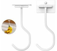 Self Adhesive Banana Hook,2 Pack Metal Hanger Under Cabinet Agraffe for Bananas Or Other Kitchen Items FoldableFolds Up with Magnets When Not in Use Keep Fresh Gold (White)