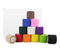 Self Adhesive Bandage Wrap 12 Rolls | Non-Woven Self Adherent Vet Wrap Tape Athletics Elastic Bandage for Sports,Pet Bandage, 2" x 5 Yard Cohesive Bandage Tape for Wrist & Ankle Sprain-Colorful