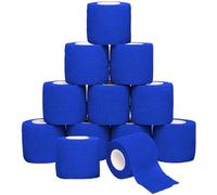 Self Adhesive Bandage Wrap, SAREAL 5cm x 4.5m Athletic Wrap Self Adhesive,Vet Wrap,Tattoo Grip Tape (Blue, 12 Count (Pack of 1))