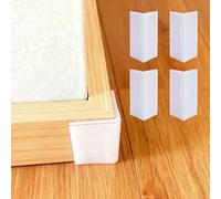Self Adhesive Baseboard Corner Blocks, Thickened Rubber Corners Protectors Guards Trim for Wall,Furniture, Edge(White, 4PCS)