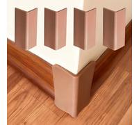 Self Adhesive Baseboard Corner Blocks, Thickened Rubber Corners Protectors Guards Trim for Wall,Furniture, Edge(Brown, 4PCS)