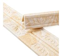 Self-Adhesive Baseboard Self-Adhesive Vinyl Wall Trim Line Skirting Border DIY Room Decor Household Waterproof Baseboard Sticker(Yellow White)