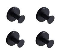Self Adhesive Bathroom Hook 4 Pack Stainless Steel Clothes Hooks for Bathroom and Kitchen 5CM Bath Ball Hanging - Black