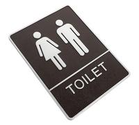 Self Adhesive Bathroom Sign Plate for Men and Women Toilet | ABS Construction, Minimalist Contemporary Style, White on Black Finish, Smooth Interior Walls, Hotels and Retail Stores