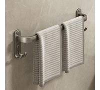 Self Adhesive Bathroom Towel Rail No Drill 3 Tier Aluminum Towel Holder with Hooks Grey Wall Mounted for Bathroom Kitchen and Toilet 50 cm