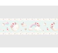 Self-Adhesive Border Blue Watercolour Moon AG Design, AWBD 8048 Waterproof Children's Room Wall Sticker Decoration Wall Border for Girls and Boys Film Width 500 cm x Height 13.8 cm