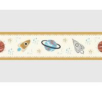 Self-Adhesive Border Light Yellow Kosmos AG Design, AWBD 8058 Waterproof Children's Room Wall Sticker Decoration Wall Border for Girls and Boys Film Width 500 cm x Height 13.8 cm