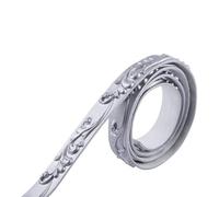 Self-Adhesive Borders Sticker Home Decoration PVC Self-Adhesive Wall Trim Strip Baseboard Ceiling Molding Line 3D Wall Sticker Frame Decorative Line Wallpaper Border (Color: Silver, Size: 2.6m)