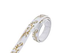 Self-Adhesive Borders Sticker Home Decoration PVC Self-Adhesive Wall Trim Strip Baseboard Ceiling Molding Line 3D Wall Sticker Frame Decorative Line Wallpaper Border (Color: White-Gold, Size:)