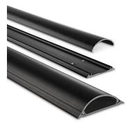 Self-Adhesive Cable Duct 100 x 7 x 2.1 cm (Space for up to 8 Cables, 3M Adhesive Strips, PVC, Can Be Shortened, Semi-Round, for Desk, Wall, Base, Floor, etc.) Black