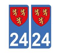 Self-Adhesive Car Registration Plate Sticker, 24/Dordogne French Department Coat of Arms Design, 9.8 x 4.5 cm