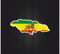Self-Adhesive Car Sticker - Rasta Jah, Reggae, One Love, Lion, Ethiopian Flag