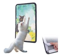 Self Adhesive Cat Scratching Mat,32×22CM Art Cat Scratch Pad Stylish Decor Black Cat in the Garden,Small Size Saves Space in Small Apartments Sofa Door Room Floor Furniture Protection for Kitten