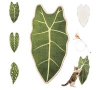 Self-adhesive cat scratching mats, sisal carpet 33 x 65cm | Sisal scratching mat leaf, interior decoration, sofa protector, robust cat scratcher with stylish leaf design(A)