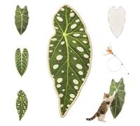 Self-adhesive cat scratching mats, sisal carpet 33 x 65cm | Sisal scratching mat leaf, interior decoration, sofa protector, robust cat scratcher with stylish leaf design(C)