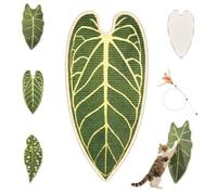 Self-adhesive cat scratching mats, sisal carpet 33 x 65cm | Sisal scratching mat leaf, interior decoration, sofa protector, robust cat scratcher with stylish leaf design(B)