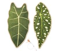 Self-adhesive cat scratching mats, sisal carpet 33 x 65cm | Sisal scratching mat leaf, interior decoration, sofa protector, robust cat scratcher with stylish leaf design(2er-Pack B)