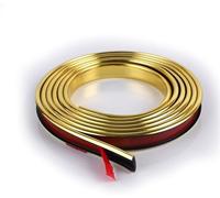 Self Adhesive Caulk Strip, Peel and Stick Flexible Self Adhesive Molding Trim, 2m U Channel Edge Trim, TPE Flexible Edge Protector for Furniture Ceiling Floor Panel(Gold,20mm)