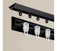 Self-Adhesive Ceiling Curtain Rail Track System with Silent Rollers - No Drill Room Divider, Easy Installation, 1.2m (3.9ft) - Ideal for Black Walls, Space-Saving Solutions