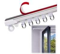 Self Adhesive Ceiling Curtain Track For Windows Curtain Rail Track Room Divider No Drill Curtain Rod For Bedroom, Shower, Closet And RV - Easy To Install Aluminum Curtain Rod(φ145cm)