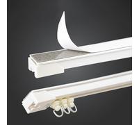 Self-Adhesive Ceiling Curtain Track No Drill Space-Saving Curtain Rail Room Divider Rod for Bay RVs Wardrobes (230cm/7.5ft 2 x 115cm)
