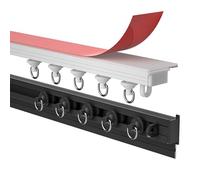 Self Adhesive Ceiling & Wall Curtain Track System 1 Track Aluminum Curtain Rail for Shower Curtains Room Dividers (Black 1.4m 4.6ft)