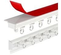 Self Adhesive Ceiling/Wall Mount TrackAdjustable 2.3ft to 19.7ftVersatile Rail System for Bedroom Office Living RoomWhite 200cm/6.56FT (2 x 100cm)