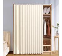 Self-adhesive Closet Curtain, Sliding Dustproof Curtain for Open Shelves for Home Office, Classroom, Workspace, Partition, Bookshelf, Closet Decoration,white,90cmW/200cmH