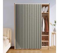 Self-adhesive Closet Curtain, Sliding Dustproof Curtain for Open Shelves for Home Office, Classroom, Workspace, Partition, Bookshelf, Closet Decoration,gray,90cmW/200cmH