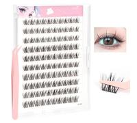 Self Adhesive Cluster Lashes Kit,100pcs Natural Look Pre Glued Cluster Lashes,C Curl Self Adhesive Press on Lashes,No Glued Needed,11-13mm(Pre-Glued Trilogy Lashes)