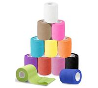 Self Adhesive Cohesive Bandage wrap-12 Rolls 7.5cm x 4.5m Elastic Cohesive Bandage for Sports Wrist & Ankle Support, Vet Wrap for Dogs Cats & Horses Non-Woven Breathable Self-Adherent Tape (Mix Color)