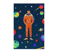 Self Adhesive Cool Man in Outer Space Galaxy Poster - Removable Paper Wall Poster Prints Background Decorative Wall Sticker for Room, Cabinets, Dorm, Office - Easy Apply & Remove