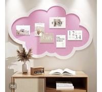 Self Adhesive Corkboard Alternative Cloud Felt Bulletin Board,Home Office Felt Vision Board DIY Wall Display Panel for Photos Memos Messages (Pink,40x60cm)