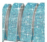 Self Adhesive Crystal Rhinestone Ribbon, Sticker 1 Yard 4 Rows Multicolor(4-Row-Lake Blue)