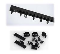 Self Adhesive Curtain Ra 1-5m Damage-Free Silent Ceiling & Wall Curtain Track for Room Dividers Bay Windows Living & Bedrooms Easy Install - Top Black 3.4m (11.2ft)