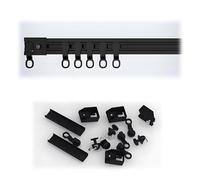 Self-Adhesive Curtain Track 1-5m Damage-Free Silent Ceiling & Wall Mount for Room Dividers Bay Windows Living Room & Bedroom Easy Install - Black 2.1m (6.9ft)