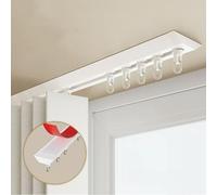 Self-Adhesive Curtain Track - 5.7M (18.7FT) Ceiling or Wall Mount Easy Install No Drill Curtain Rod for Curtains White Color Perfect for Home Decor