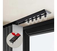 Self Adhesive Curtain Track ceiling curtain track No Drill Curtain Rod Black/White Ceiling Mount Easy to Install for Living Room Bedroom Room Shower Divider(Black,1.3m(4.3ft))