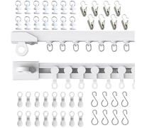Self Adhesive Curtain Track for Ceiling/Wall No Drill Installation with Clips and Hooks for Smooth Walls Room Divider (420cm/14.1ft) Easy to Use Durable Versatile
