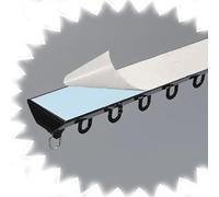 Self-Adhesive Curtain Track System - Ceiling Mount Aluminum Alloy Curtain Rail Set for Room Dividers, Dressing Rooms, Shower Corners & Offices, No Drill, Black, 110cm