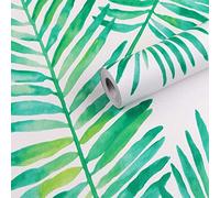 Self Adhesive Decorative Vinyl Tropical Palm Shelf Liner Paper Wallpaper for Walls Cabinets Shelves Dresser Drawer Table Door Furniture Sticker 45CMx3M